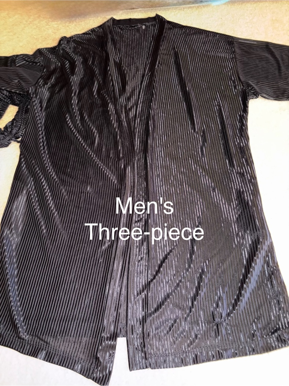 Men's Black Satin Three-Piece lounge Set